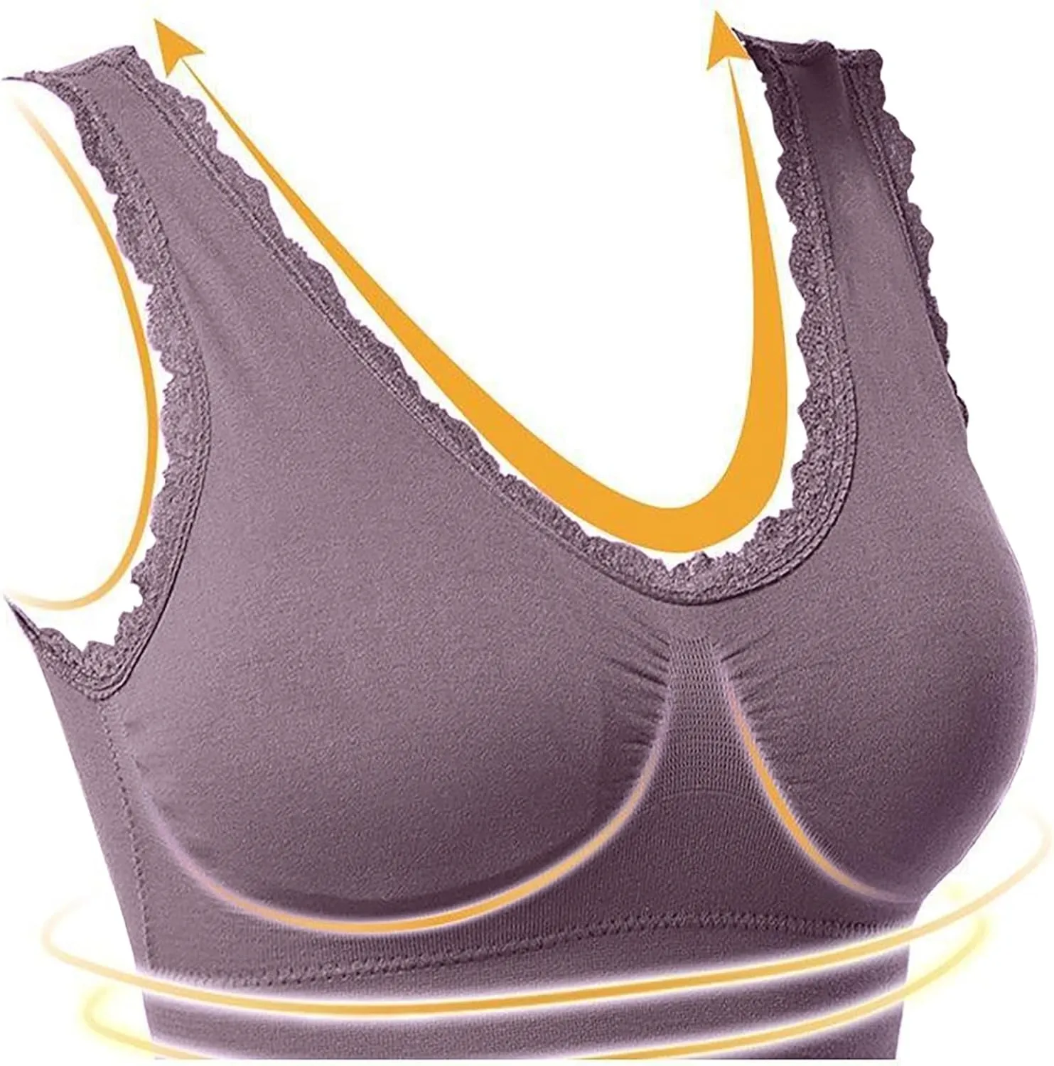Women's Sports Bra Seamless Push up Bra Top Cover Sports Bralette Lace Trim Bras Breathable Light Bra for Yoga Fitness