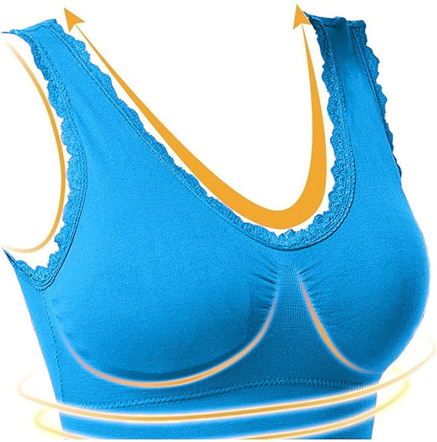 Women's Sports Bra Seamless Push up Bra Top Cover Sports Bralette Lace Trim Bras Breathable Light Bra for Yoga Fitness